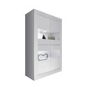 Moderne woonkamer vitrinekast 4 deuren in glanzend wit glas Tina Wh Basic Aanbod