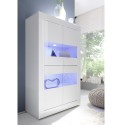 Moderne woonkamer vitrinekast 4 deuren in glanzend wit glas Tina Wh Basic Kortingen