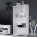 Moderne woonkamer vitrinekast 4 deuren in glanzend wit glas Tina Wh Basic Aanbieding