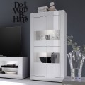 Moderne woonkamer vitrinekast 4 deuren in glanzend wit glas Tina Wh Basic Aanbieding