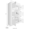 Moderne woonkamer vitrinekast 4 deuren in glanzend wit glas Tina Wh Basic Voorraad