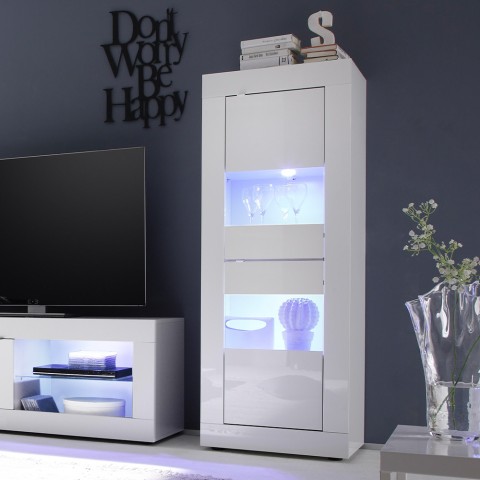 Vitrinekast wit hoogglans modern design woonkamer Nina Wh Basic Aanbieding