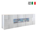 Moderne keukendressoir 241cm wit glanzend 2 deuren 4 laden Dama Wh L Verkoop