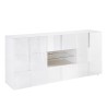 Witte glanzende dressoir eetkamer 2 deuren 2 lades Dama Wh M Kortingen