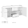 Witte glanzende dressoir eetkamer 2 deuren 2 lades Dama Wh M 