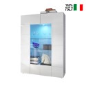 Moderne vitrinekast 2 deuren wit glanzend glas woonkamer 121x166cm Murano Wh Verkoop