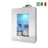 Moderne vitrinekast 2 deuren wit glanzend glas woonkamer 121x166cm Murano Wh Verkoop