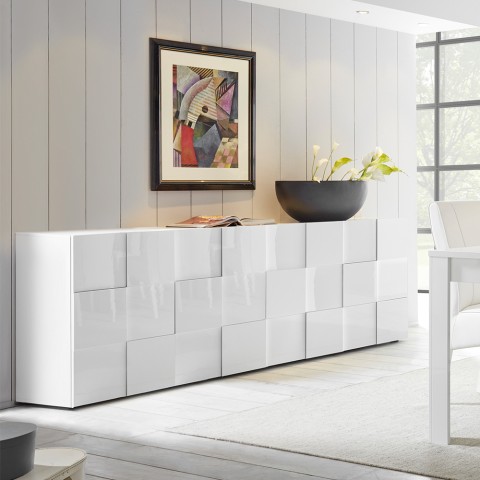 Moderne dressoir 4 deuren hoogglans wit 241cm Dama Wh XL Aanbieding