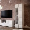 Moderne woonkamer vitrine 1 deur hoogglans wit met schaakpatroon Bee Wh Dama Korting