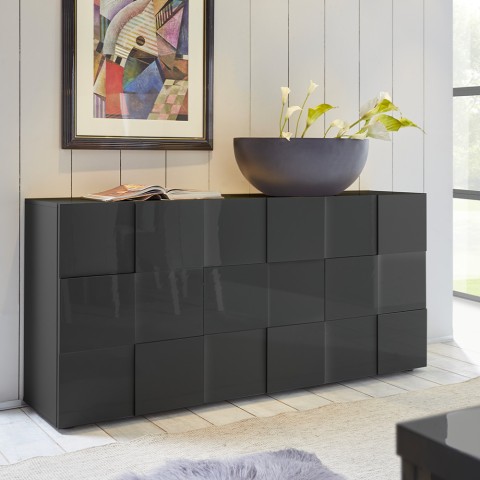 Moderne keukenkast met 3 deuren in dambord patroon antraciet Dama Rt S Aanbieding