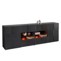 Moderne dressoir woonkamer 2 deuren 4 lades glanzend antraciet Dama Rt L Aanbod