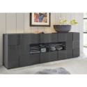 Moderne dressoir woonkamer 2 deuren 4 lades glanzend antraciet Dama Rt L Model