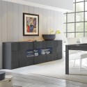 Moderne dressoir woonkamer 2 deuren 4 lades glanzend antraciet Dama Rt L Aanbieding