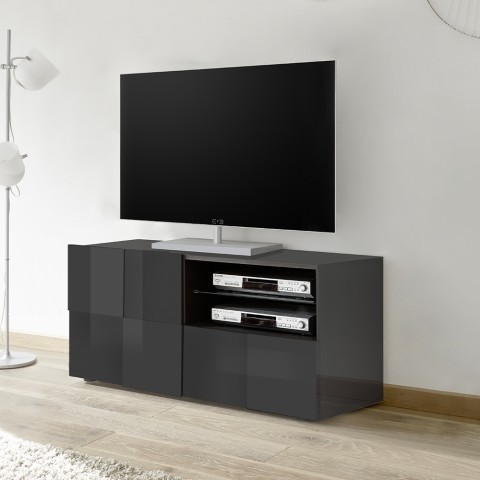 Modern TV-meubel met geblokte ladedeur antraciet Petite Rt Dama Aanbieding