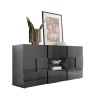 Moderne antraciet glanzende dressoir voor woonkamer met 2 deuren en 2 lades Dama Rt M Aanbod