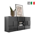 Moderne antraciet glanzende dressoir voor woonkamer met 2 deuren en 2 lades Dama Rt M Verkoop