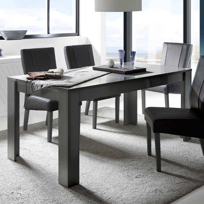 Moderne eettafel 180x90cm glanzend antraciet Pandor Dama Aanbieding Moderne eettafel 180x90cm glanzend antraciet Pandor Dama Aanbieding