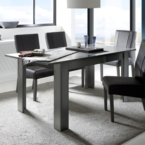 Uitschuifbare tafel 90x137-185cm glanzend antraciet modern Fly Dama Aanbieding