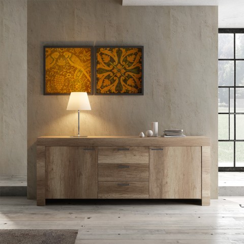 Houten dressoir met 2 deuren en 3 lades 210cm Land L Aanbieding