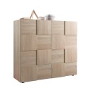 Hoge houten buffetkast met dambordpatroon 2 deuren Dama Lola Sm Aanbod