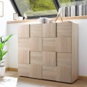 Hoge houten buffetkast met dambordpatroon 2 deuren Dama Lola Sm Kortingen