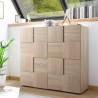 Hoge houten buffetkast met dambordpatroon 2 deuren Dama Lola Sm Kortingen