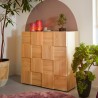 Hoge houten buffetkast met dambordpatroon 2 deuren Dama Lola Sm Aanbieding