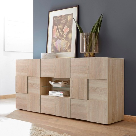 Woonkamer dressoir 2 deuren 2 laden hout modern design Dama Sm Aanbieding
