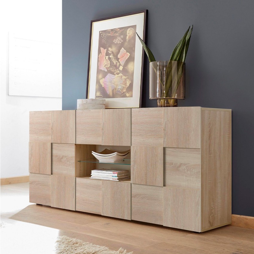Moderne houten woonkamer dressoir met 2 deuren en 2 lades Dama Sm Aanbieding