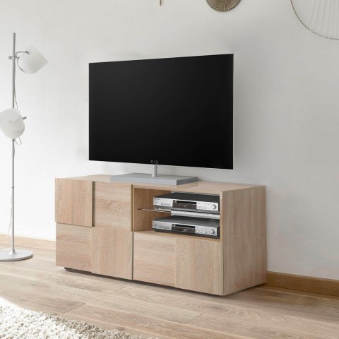 Houten TV-meubel eiken 121cm met deur en lade Petite Sm Dama Aanbieding