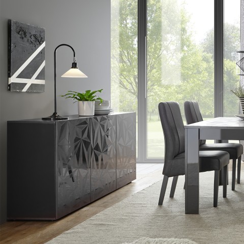Dressoir 3 deuren glanzend grijs modern dressoir keuken woonkamer Prisma Rt S Aanbieding