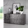 Moderne grijze glanzende dressoir met 3 deuren voor keuken en woonkamer Prisma Rt S Voorraad