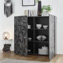 Moderne hoge dressoir met 2 deuren in glanzend grijs Prisma Tet Rt Keuze