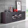 Moderne dressoir met 2 deuren en 4 lades in glanzend grijs, 241 cm Prisma Rt L Aanbieding