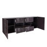 Moderne dressoir met 2 deuren en 4 lades in glanzend grijs, 241 cm Prisma Rt L Catalogus