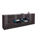 Moderne dressoir met 2 deuren en 4 lades in glanzend grijs, 241 cm Prisma Rt L Kortingen