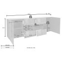 Moderne dressoir met 2 deuren en 4 lades in glanzend grijs, 241 cm Prisma Rt L Kosten