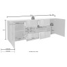 Moderne dressoir met 2 deuren en 4 lades in glanzend grijs, 241 cm Prisma Rt L Kosten