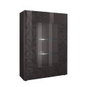 Moderne vitrinekast grijs hoogglans 2 deuren 121x166cm Ego Rt Aanbod
