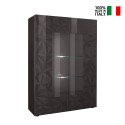 Moderne vitrinekast grijs hoogglans 2 deuren 121x166cm Ego Rt Verkoop