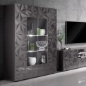 Moderne vitrinekast grijs hoogglans 2 deuren 121x166cm Ego Rt Keuze