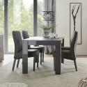 Moderne grijze eettafel hoogglans 180x90cm Uxor Prisma Korting