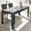 Moderne grijze eettafel hoogglans 180x90cm Uxor Prisma Aanbieding