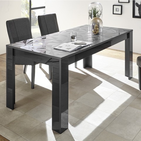 Moderne grijze eettafel hoogglans 180x90cm Uxor Prisma Aanbieding