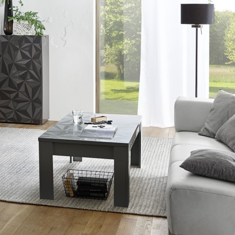 Moderne lage salontafel 65x122cm grijs glanzend Lanz Prisma Aanbieding