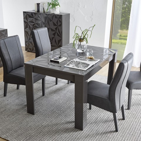 Uitbreidbare eettafel 90x137-185cm in glanzend grijs Plus Prisma Aanbieding