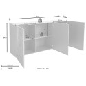 Witte glanzende dressoir Prisma Wh S met 3 deuren voor woonkamer of keuken Model