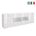 Moderne witte hoogglans dressoir met 2 deuren en 4 lades 241cm Prisma Wh L Verkoop