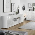 Moderne witte hoogglans dressoir met 2 deuren en 4 lades 241cm Prisma Wh L Aanbieding