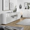 Moderne witte hoogglans dressoir met 2 deuren en 4 lades 241cm Prisma Wh L Aanbieding